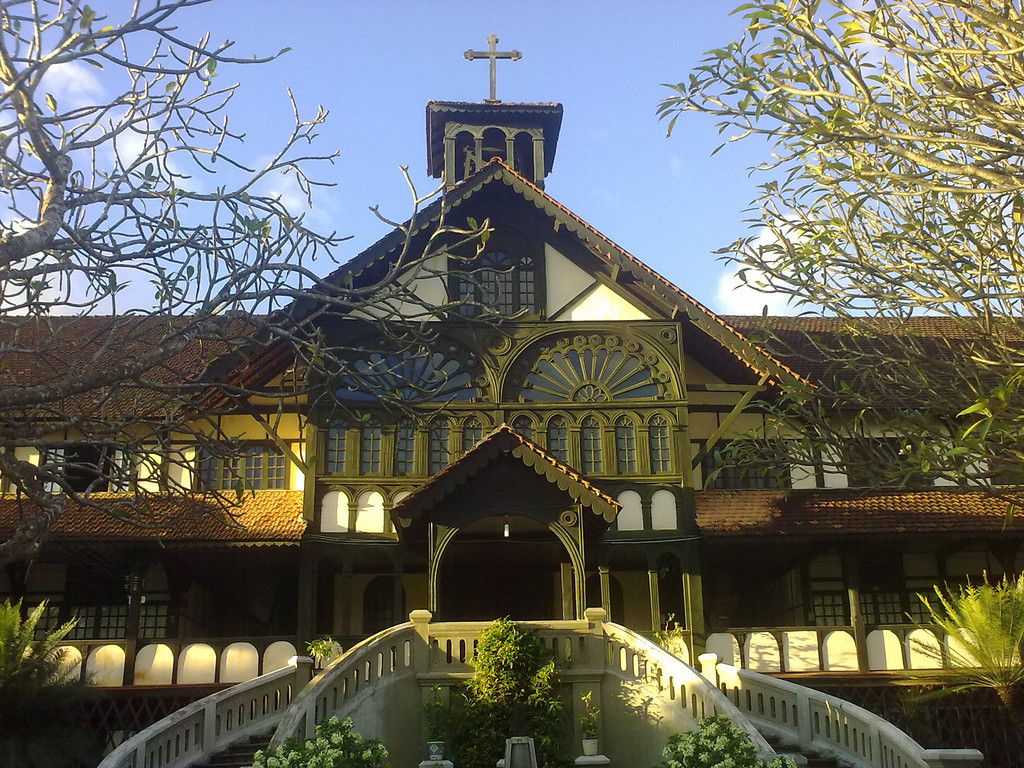 Front view of the famous wooden church