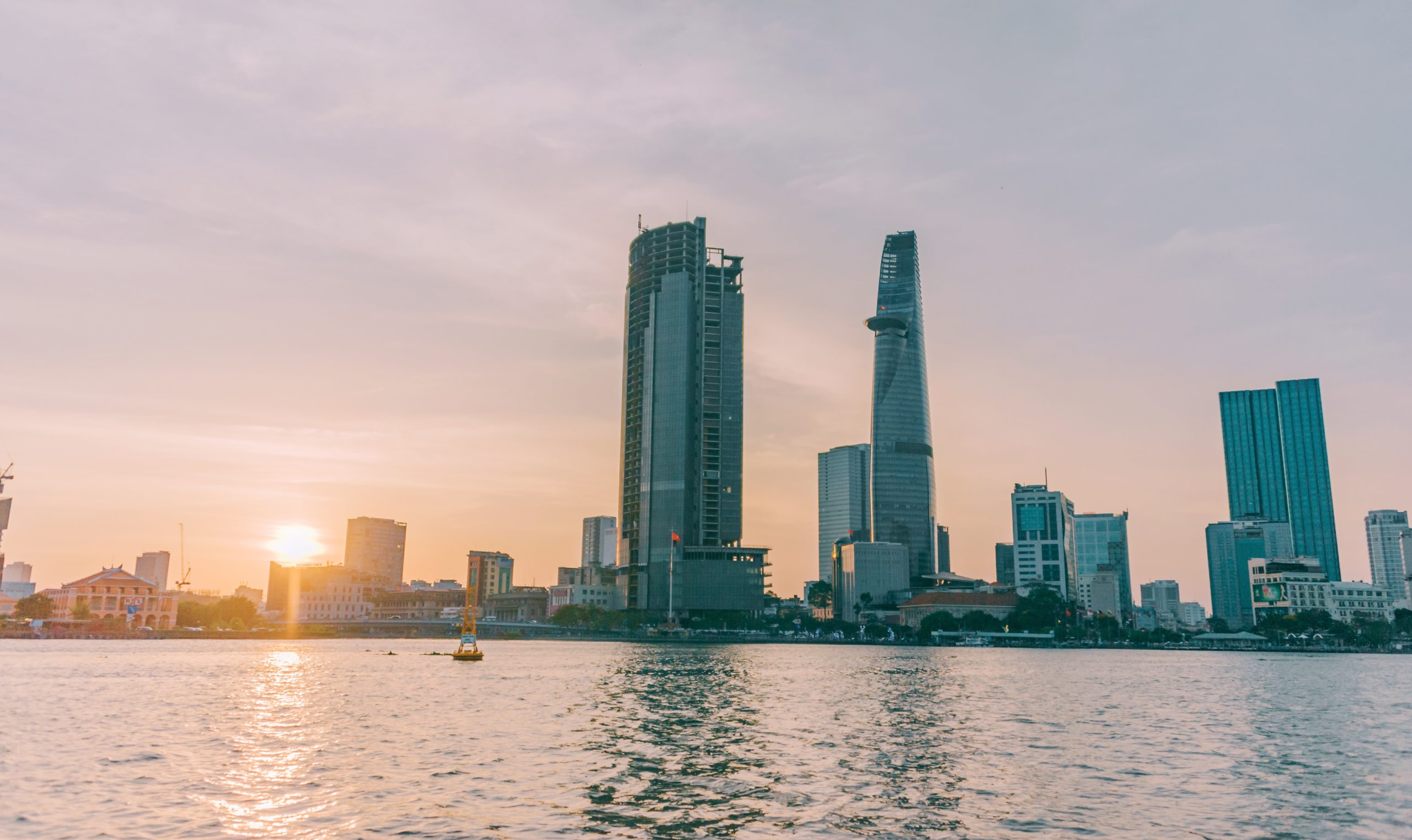 Ho Chi Minh City Sai Gon high rise building near sea with sunshine