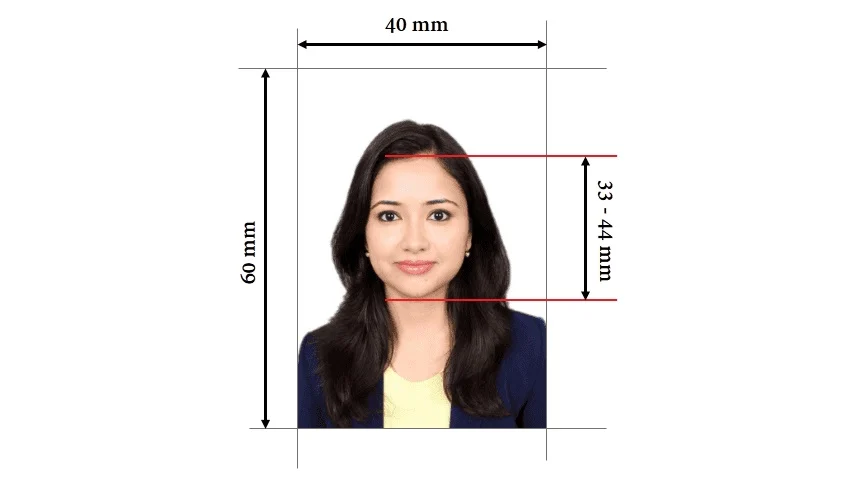 Vietnam visa photo size and requirements example showing a 4x6cm portrait on a plain white background